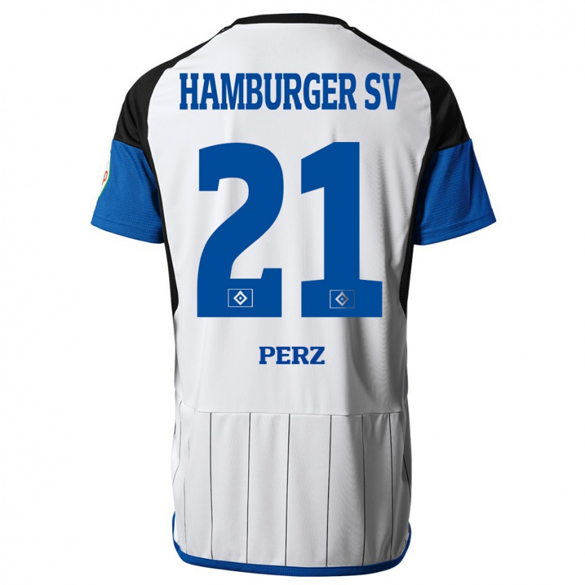 Kandiny Gyermek Marcel Perz #21 Fehér Hazai Jersey 2023/24 Mez Póló Ing