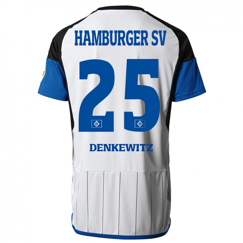 Kandiny Gyermek Nick Denkewitz #25 Fehér Hazai Jersey 2023/24 Mez Póló Ing