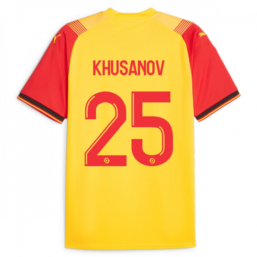 Kandiny Gyermek Abdukodir Khusanov #25 Sárga Hazai Jersey 2023/24 Mez Póló Ing