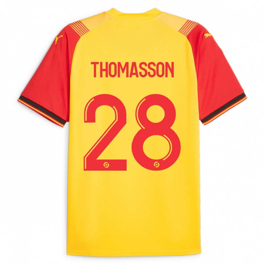 Kandiny Gyermek Adrien Thomasson #28 Sárga Hazai Jersey 2023/24 Mez Póló Ing