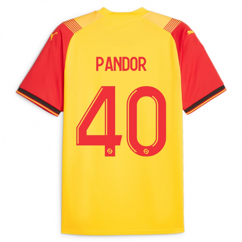 Kandiny Gyermek Yannick Pandor #40 Sárga Hazai Jersey 2023/24 Mez Póló Ing