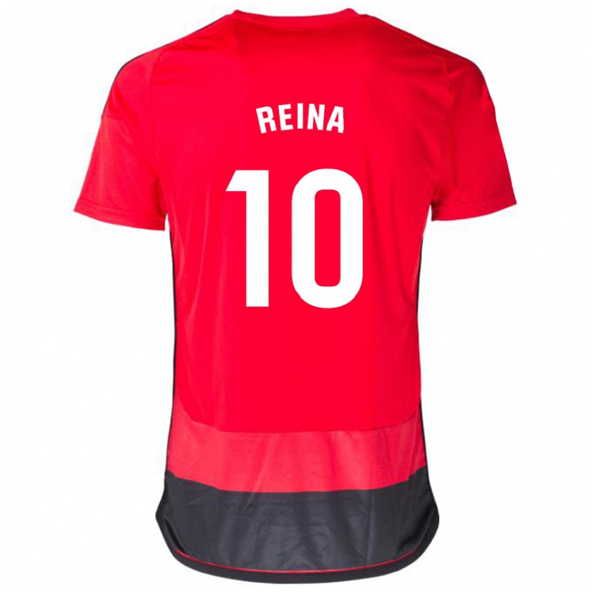 Kandiny Gyermek Alberto Reina #10 Piros Fekete Hazai Jersey 2023/24 Mez Póló Ing