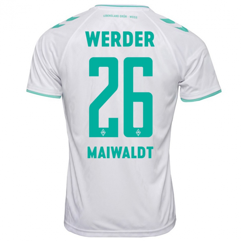 Kandiny Gyermek Julius Maiwaldt #26 Fehér Idegenbeli Jersey 2023/24 Mez Póló Ing