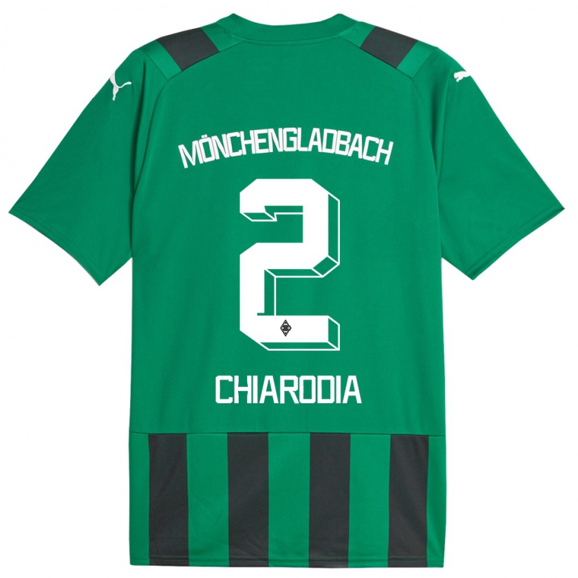 Kandiny Gyermek Fabio Chiarodia #2 Fekete Zöld Idegenbeli Jersey 2023/24 Mez Póló Ing