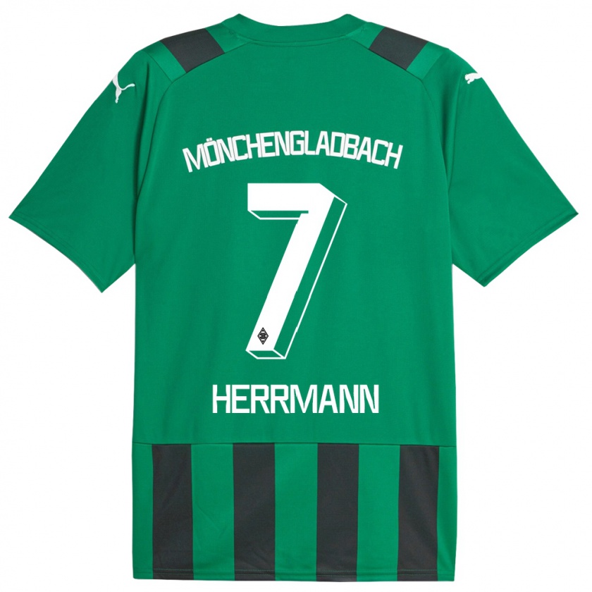 Kandiny Gyermek Patrick Herrmann #7 Fekete Zöld Idegenbeli Jersey 2023/24 Mez Póló Ing