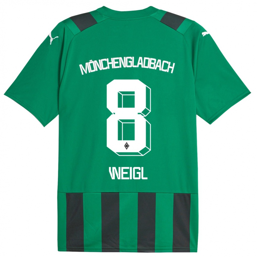 Kandiny Gyermek Julian Weigl #8 Fekete Zöld Idegenbeli Jersey 2023/24 Mez Póló Ing