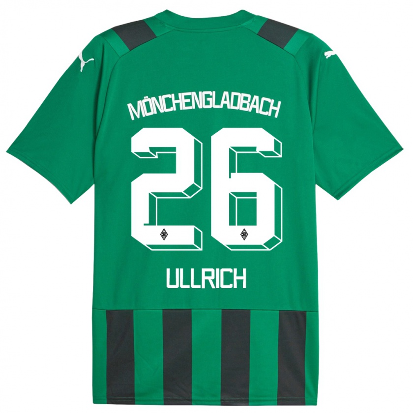 Kandiny Gyermek Lukas Ullrich #26 Fekete Zöld Idegenbeli Jersey 2023/24 Mez Póló Ing