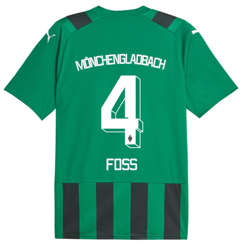 Kandiny Gyermek Jonathan Foss #4 Fekete Zöld Idegenbeli Jersey 2023/24 Mez Póló Ing