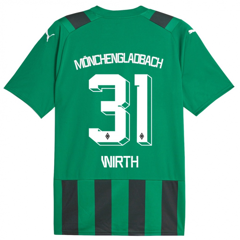 Kandiny Gyermek Linus Wirth #31 Fekete Zöld Idegenbeli Jersey 2023/24 Mez Póló Ing