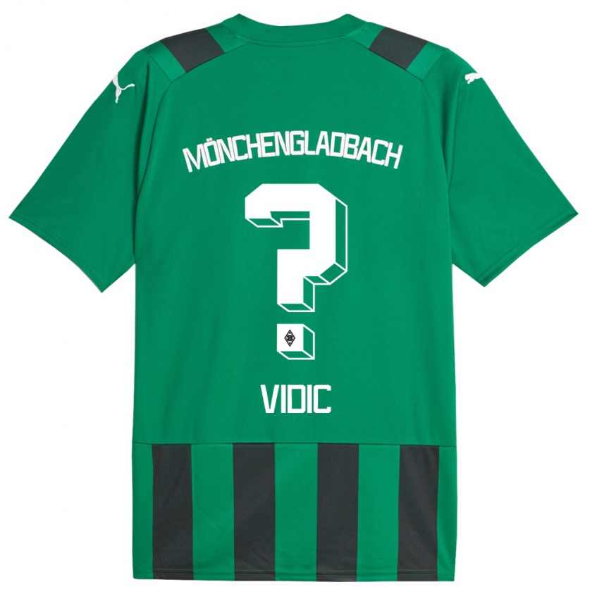 Kandiny Gyermek Nico Vidic #0 Fekete Zöld Idegenbeli Jersey 2023/24 Mez Póló Ing