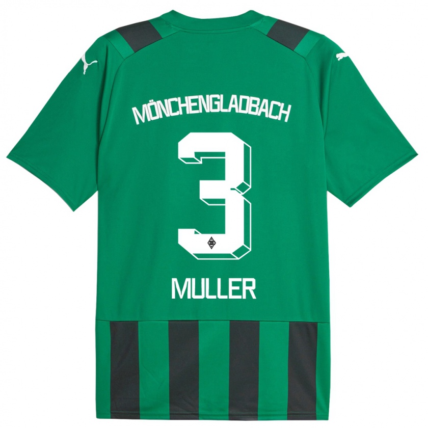 Kandiny Gyermek Barbara Müller #3 Fekete Zöld Idegenbeli Jersey 2023/24 Mez Póló Ing