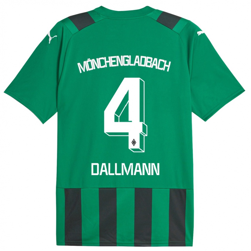 Kandiny Gyermek Jule Dallmann #4 Fekete Zöld Idegenbeli Jersey 2023/24 Mez Póló Ing