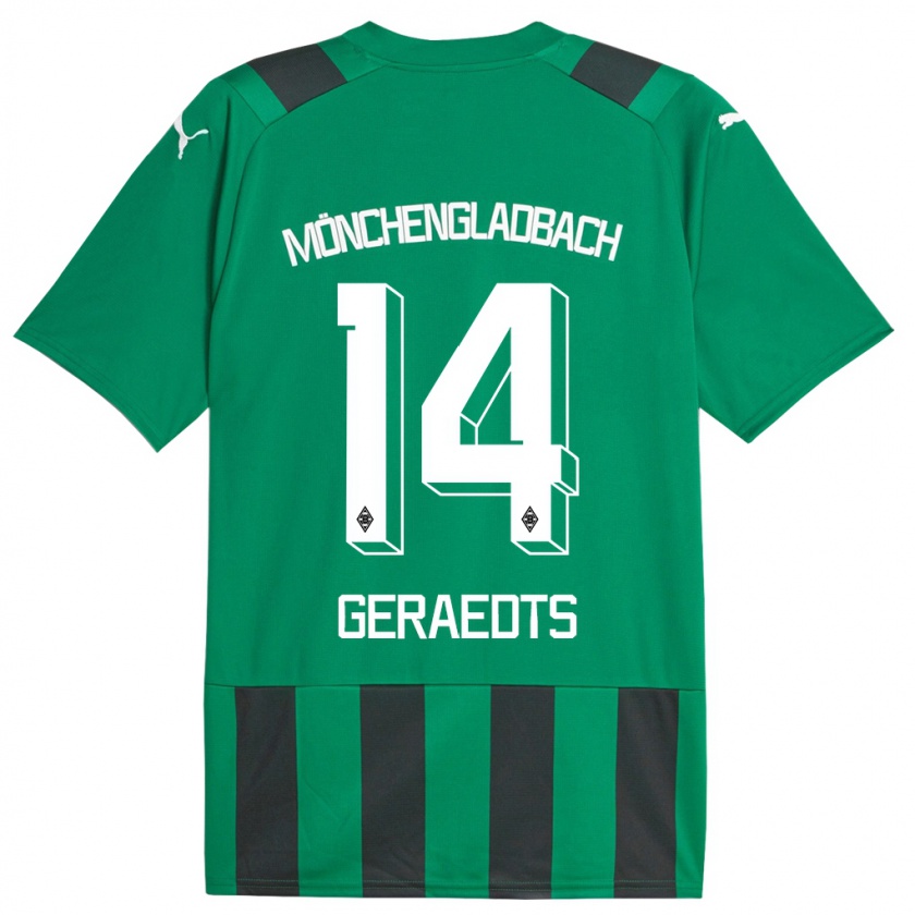 Kandiny Gyermek Kelsey Geraedts #14 Fekete Zöld Idegenbeli Jersey 2023/24 Mez Póló Ing