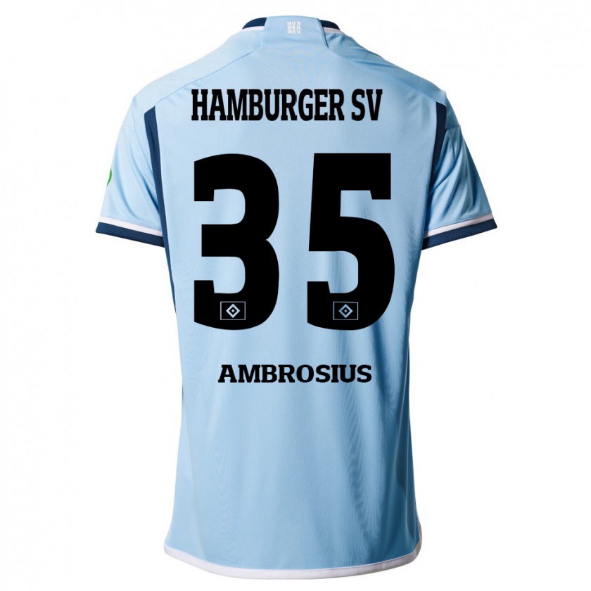 Kandiny Gyermek Stephan Ambrosius #35 Kék Idegenbeli Jersey 2023/24 Mez Póló Ing