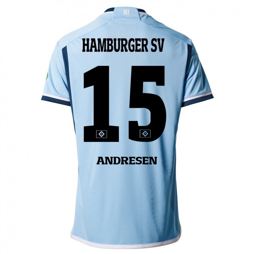 Kandiny Gyermek Bent Andresen #15 Kék Idegenbeli Jersey 2023/24 Mez Póló Ing