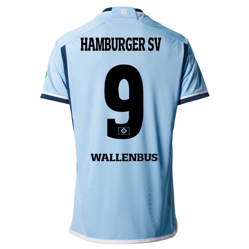 Kandiny Gyermek Noah Wallenßus #9 Kék Idegenbeli Jersey 2023/24 Mez Póló Ing