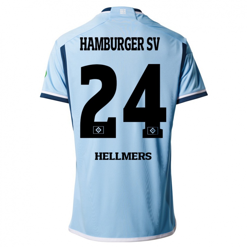 Kandiny Gyermek Maximilian Hellmers #24 Kék Idegenbeli Jersey 2023/24 Mez Póló Ing