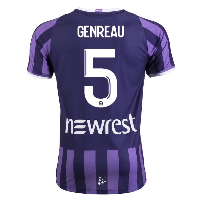 Kandiny Gyermek Denis Genreau #5 Lila Idegenbeli Jersey 2023/24 Mez Póló Ing