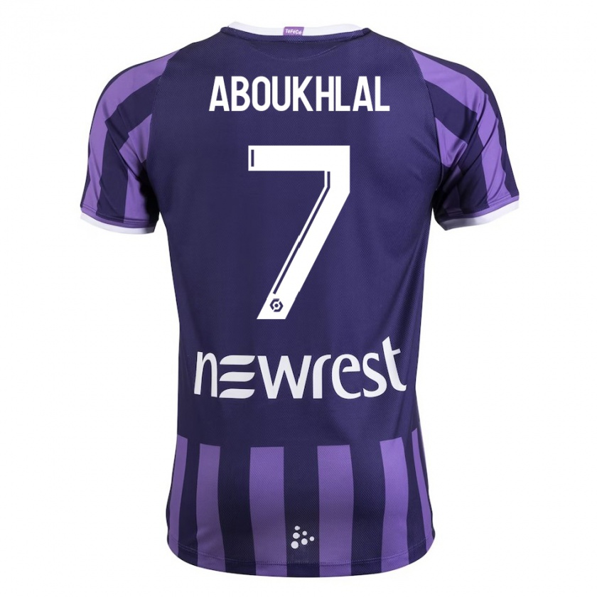 Kandiny Gyermek Zakaria Aboukhlal #7 Lila Idegenbeli Jersey 2023/24 Mez Póló Ing