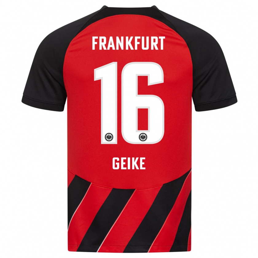 Kandiny Férfi Jonah Geike #16 Piros Fekete Hazai Jersey 2023/24 Mez Póló Ing