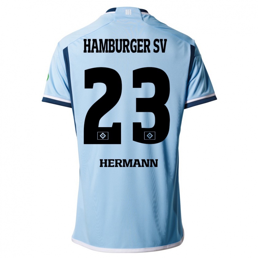 Kandiny Férfi Hannes Hermann #23 Kék Idegenbeli Jersey 2023/24 Mez Póló Ing