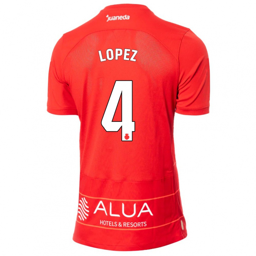 Kandiny Női David López #4 Piros Hazai Jersey 2023/24 Mez Póló Ing