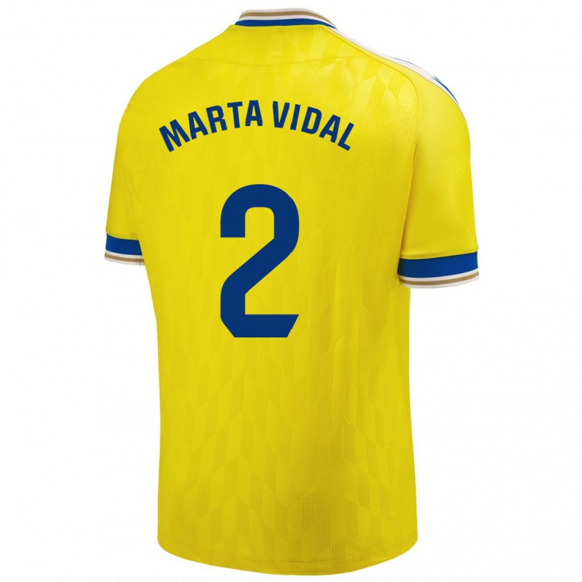 Kandiny Gyermek Marta Vidal Vela #2 Sárga Hazai Jersey 2023/24 Mez Póló Ing