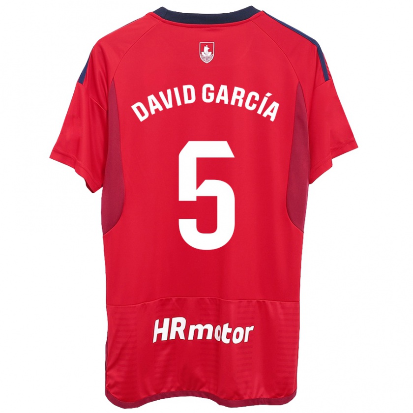 Kandiny Gyermek David García #5 Piros Hazai Jersey 2023/24 Mez Póló Ing