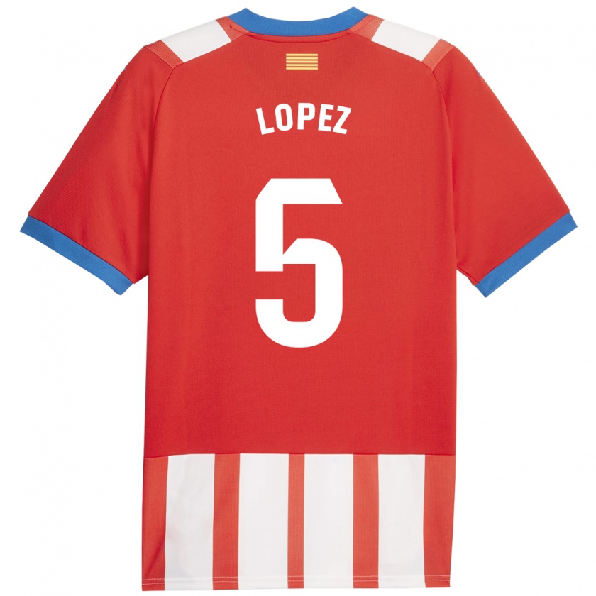 Kandiny Gyermek David López #5 Piros Fehér Hazai Jersey 2023/24 Mez Póló Ing