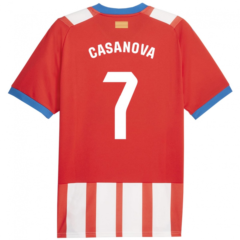 Kandiny Gyermek Àstrid Casanova #7 Piros Fehér Hazai Jersey 2023/24 Mez Póló Ing