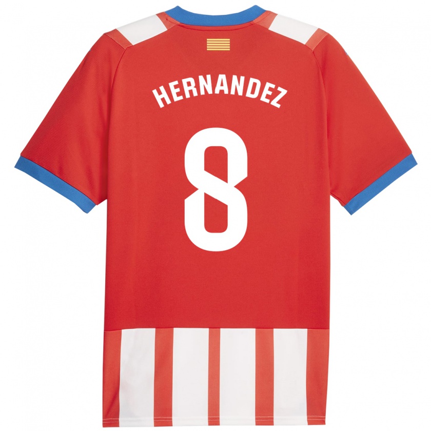 Kandiny Gyermek Sofia Hernández #8 Piros Fehér Hazai Jersey 2023/24 Mez Póló Ing