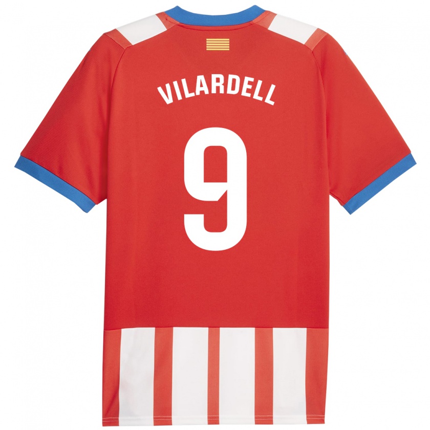 Kandiny Gyermek Júlia Vilardell #9 Piros Fehér Hazai Jersey 2023/24 Mez Póló Ing