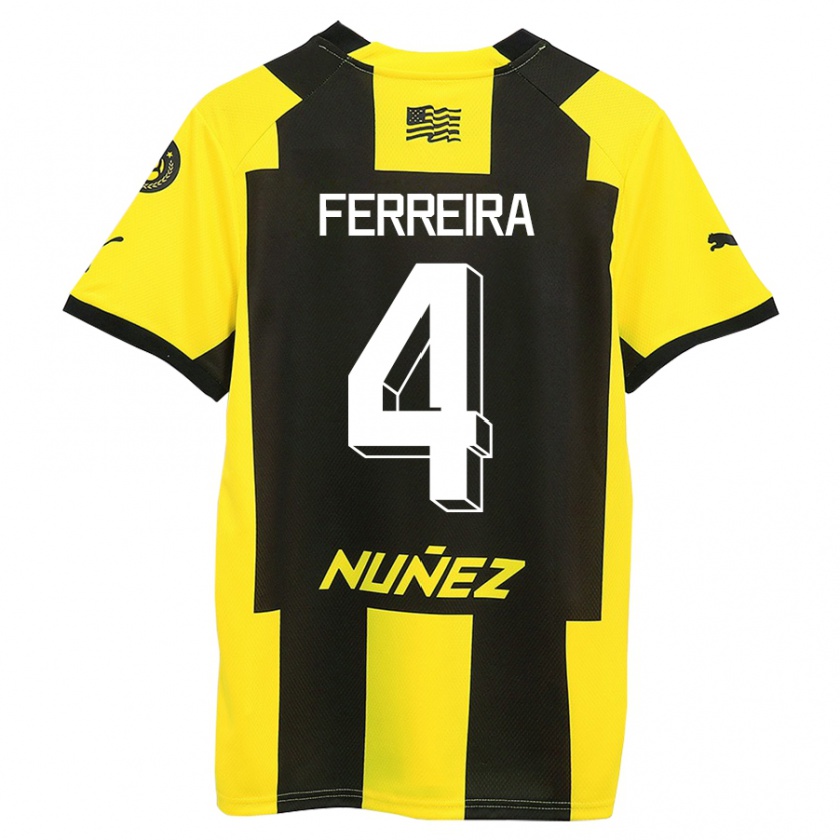 Kandiny Gyermek Joaquín Ferreira #4 Sárga Fekete Hazai Jersey 2023/24 Mez Póló Ing