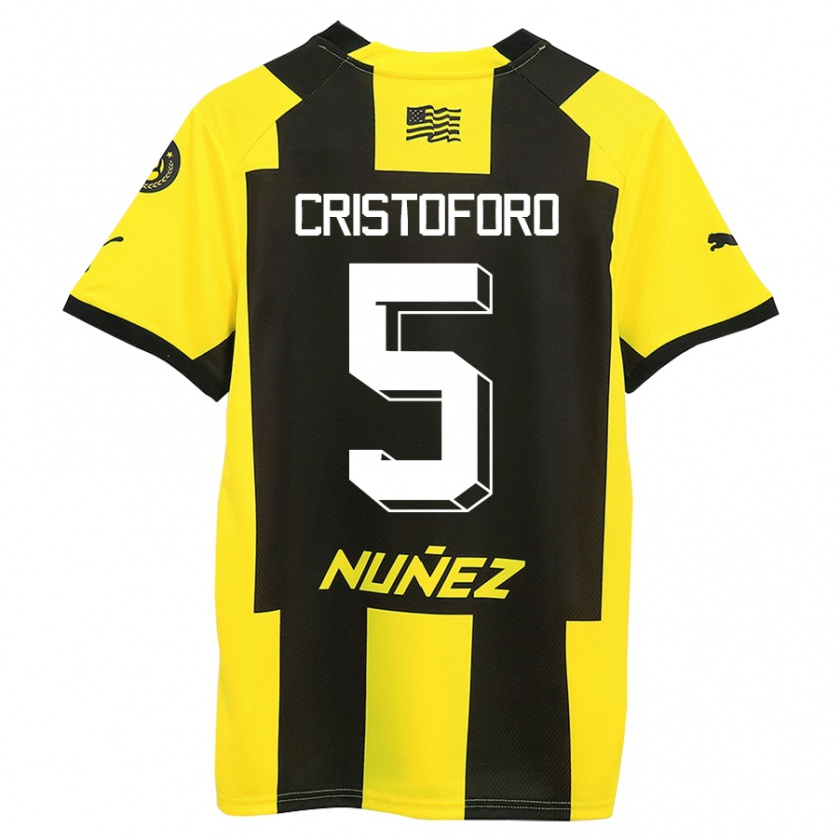 Kandiny Gyermek Sebastián Cristóforo #5 Sárga Fekete Hazai Jersey 2023/24 Mez Póló Ing