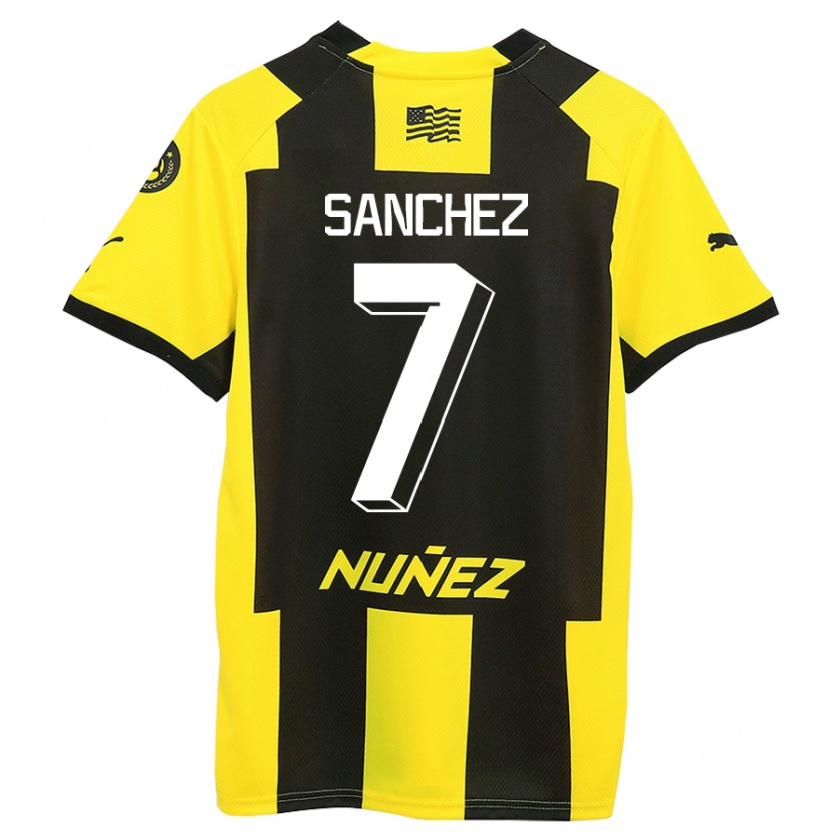 Kandiny Gyermek Carlos Sánchez #7 Sárga Fekete Hazai Jersey 2023/24 Mez Póló Ing