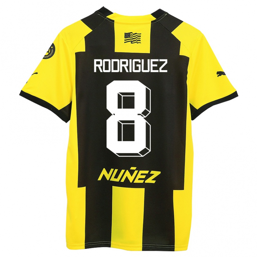 Kandiny Gyermek Sebastián Rodríguez #8 Sárga Fekete Hazai Jersey 2023/24 Mez Póló Ing