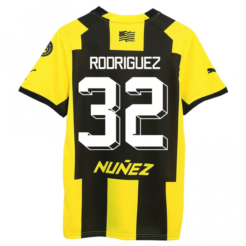 Kandiny Gyermek Randall Rodríguez #32 Sárga Fekete Hazai Jersey 2023/24 Mez Póló Ing