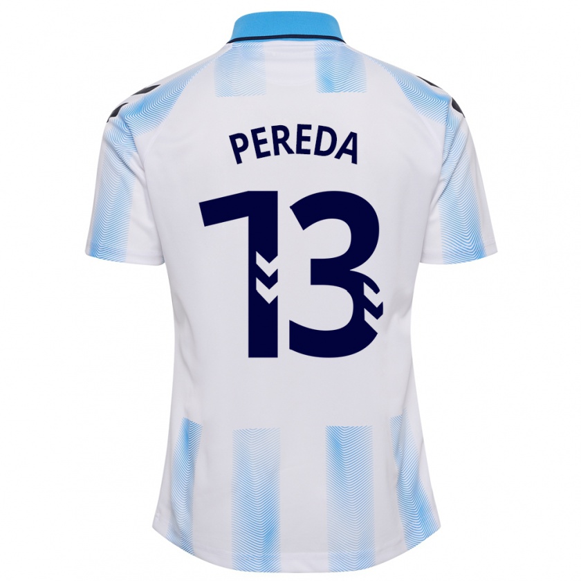 Kandiny Gyermek Adrián Pereda #13 Fehér Kék Hazai Jersey 2023/24 Mez Póló Ing