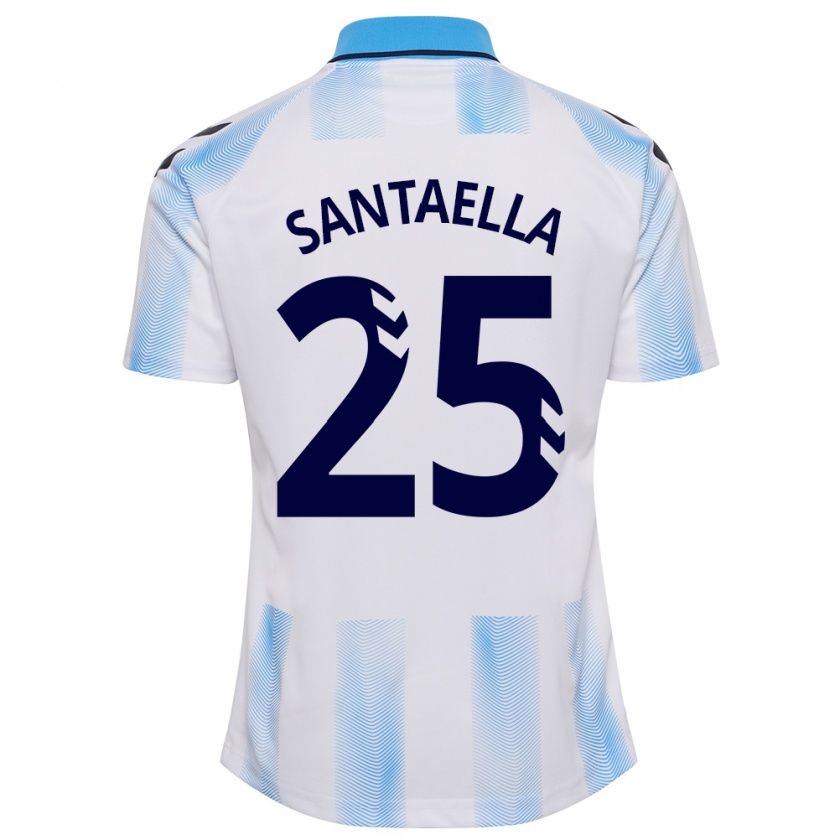 Kandiny Gyermek Miguel Ángel Santaella #25 Fehér Kék Hazai Jersey 2023/24 Mez Póló Ing