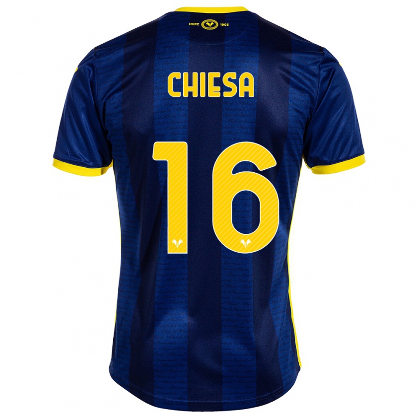 Kandiny Gyermek Mattia Chiesa #16 Haditengerészet Hazai Jersey 2023/24 Mez Póló Ing