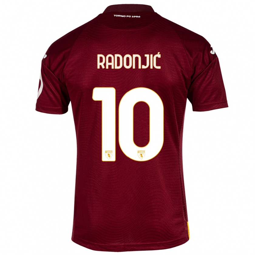 Kandiny Gyermek Nemanja Radonjić #10 Sötét Vörös Hazai Jersey 2023/24 Mez Póló Ing