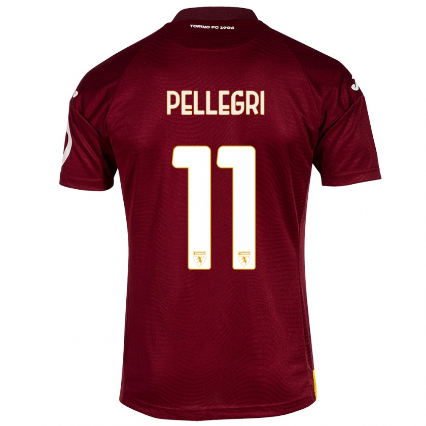 Kandiny Gyermek Pietro Pellegri #11 Sötét Vörös Hazai Jersey 2023/24 Mez Póló Ing