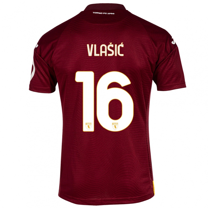 Kandiny Gyermek Nikola Vlašić #16 Sötét Vörös Hazai Jersey 2023/24 Mez Póló Ing