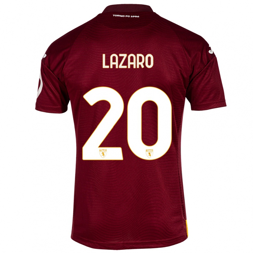 Kandiny Gyermek Valentino Lazaro #20 Sötét Vörös Hazai Jersey 2023/24 Mez Póló Ing