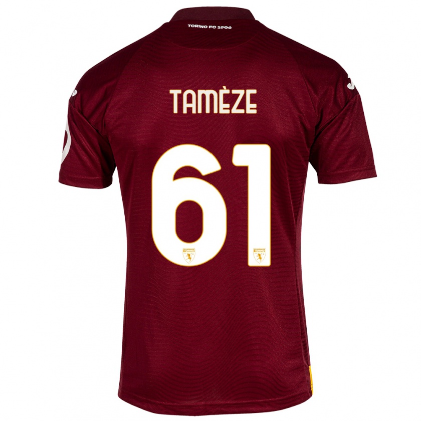 Kandiny Gyermek Adrien Tamèze #61 Sötét Vörös Hazai Jersey 2023/24 Mez Póló Ing