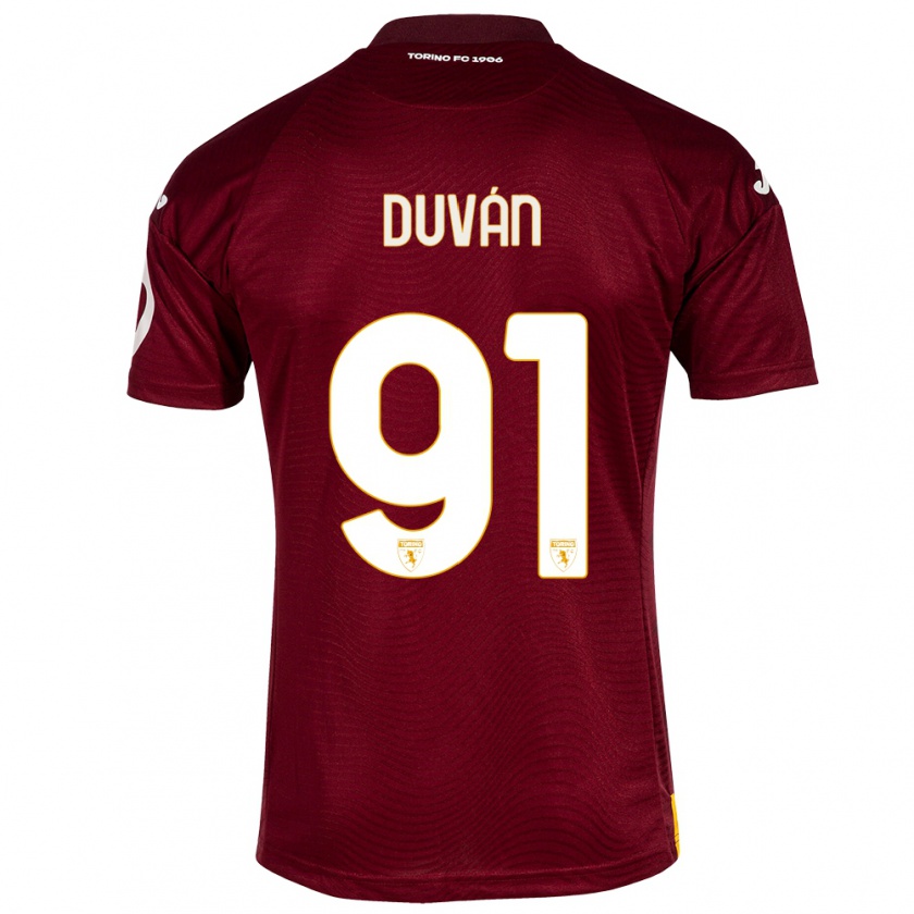 Kandiny Gyermek Duván Zapata #91 Sötét Vörös Hazai Jersey 2023/24 Mez Póló Ing