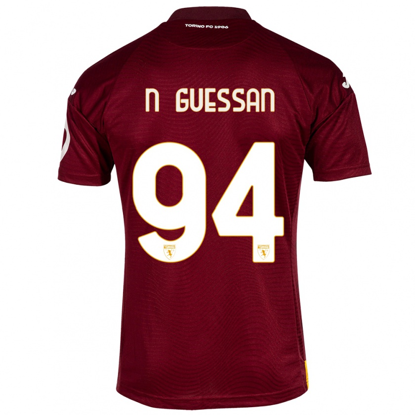 Kandiny Gyermek Ange Caumenan N'guessan #94 Sötét Vörös Hazai Jersey 2023/24 Mez Póló Ing