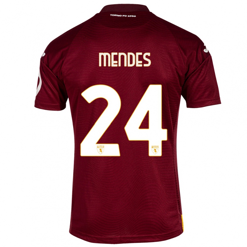 Kandiny Gyermek Rodrigo Mendes #24 Sötét Vörös Hazai Jersey 2023/24 Mez Póló Ing