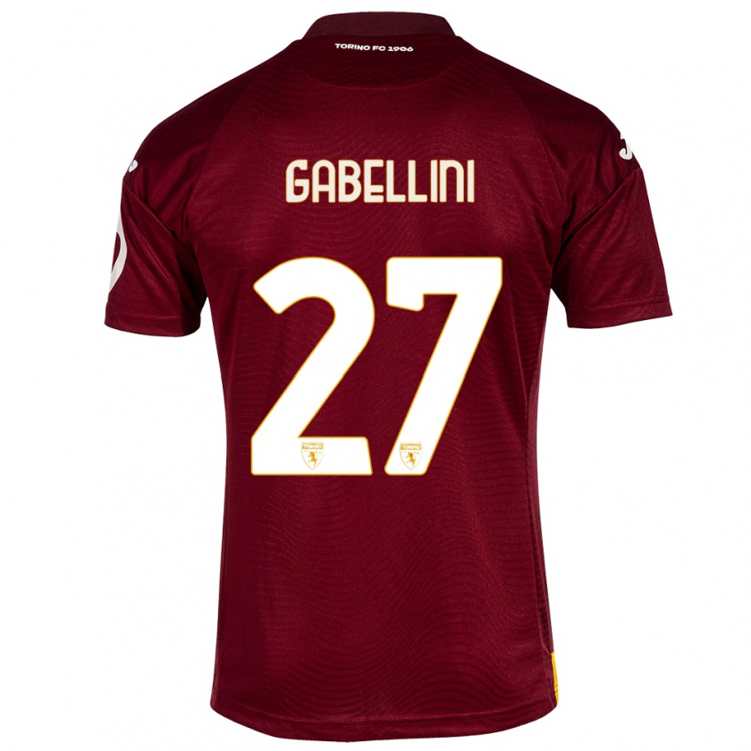 Kandiny Gyermek Tommaso Gabellini #27 Sötét Vörös Hazai Jersey 2023/24 Mez Póló Ing