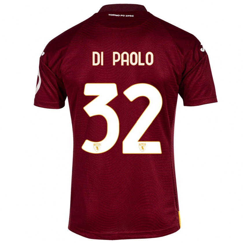 Kandiny Gyermek Sebastiano Di Paolo #32 Sötét Vörös Hazai Jersey 2023/24 Mez Póló Ing